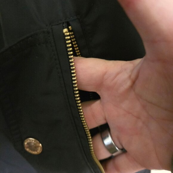 Michael Michael Kors Anorak Raincoat Black Gold Logo Hardware Full Zip Size M - Picture 8 of 14